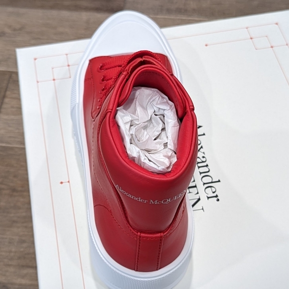 Mens Alexander McQueen Plimsol Canvas Sneakers Red/White - Picture 4 of 6